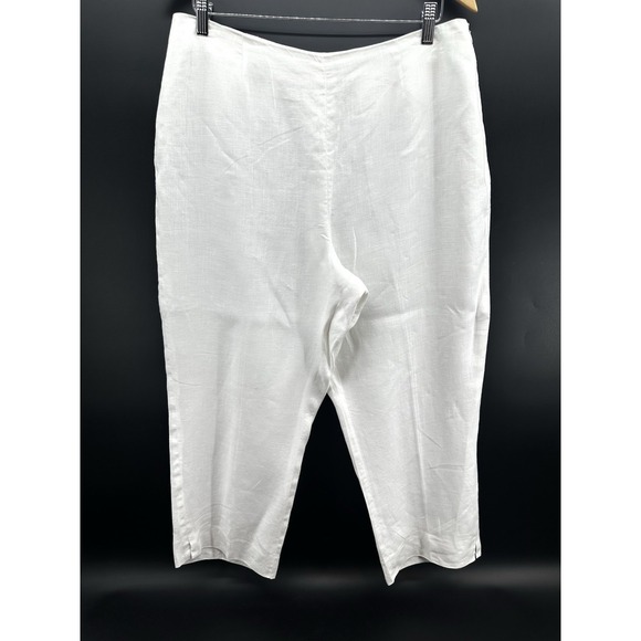 David N Pants - David N Pants White Linen Sz 16 Cropped Wide Sz Leg Lined Casual Pockets JJ23